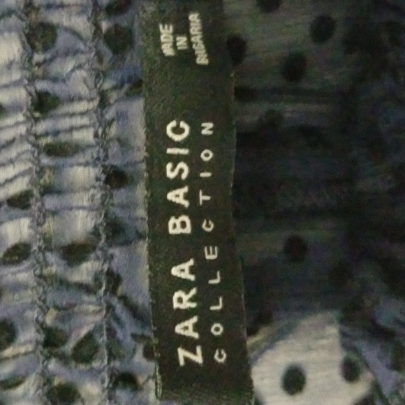 Zara Swiss Dot Navy Blouse - Picture 8 of 10